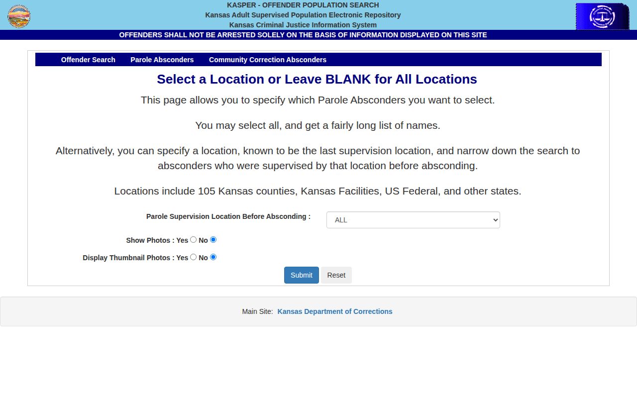 Crawford County parole absconder record search filter