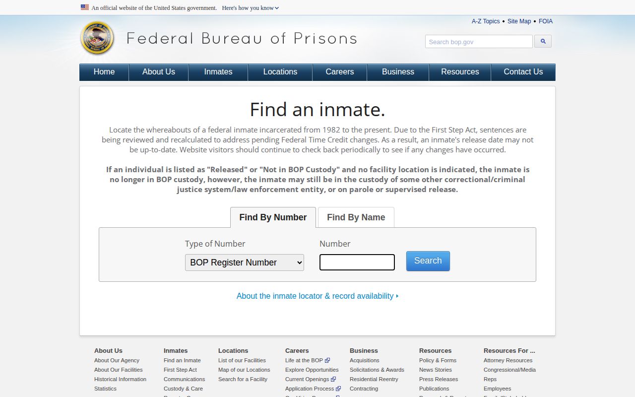 Federal released inmate search for a Crawford County case