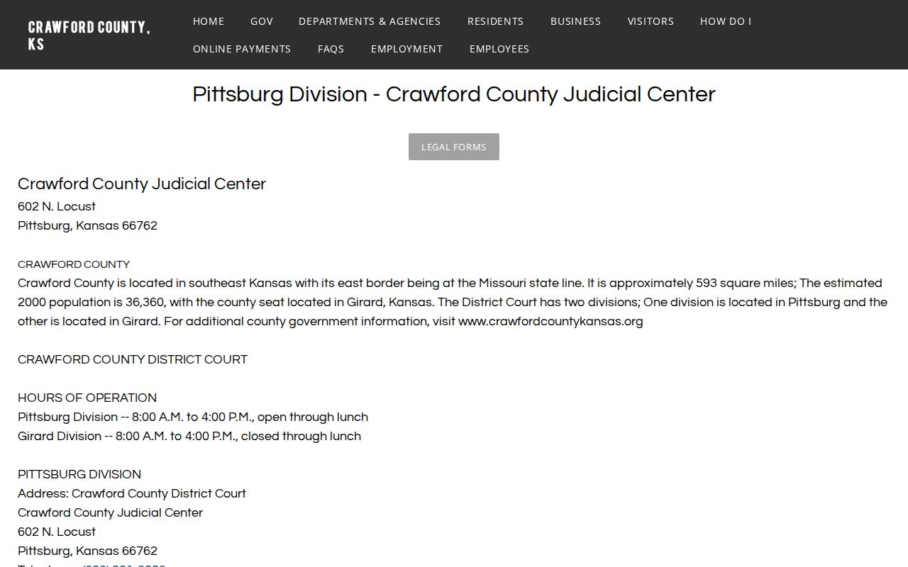 Crawford County release court records at Girard and Pittsburg divisions
